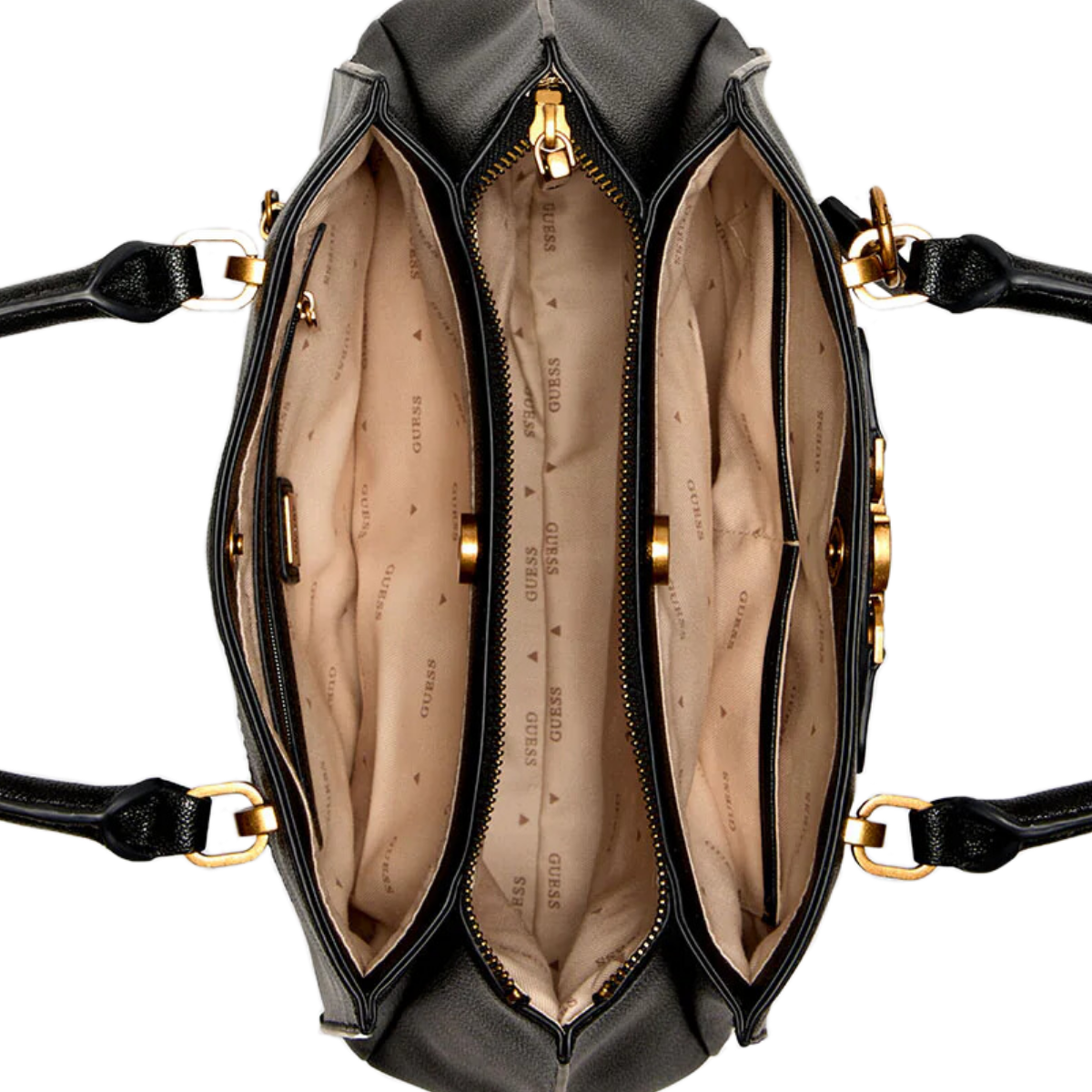 GUESS Borsa Da Donna Malva Small Zip Around In Pelle Sintetica Nero - Borse A Mano E Spalla
